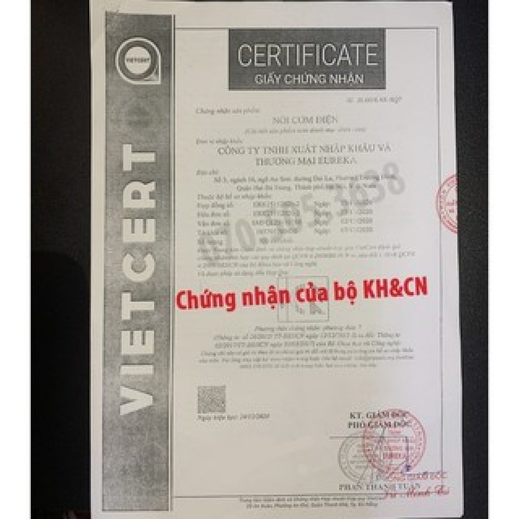 giấy chứng nhận sản xuất nồi cơm điện mini đa năng JIASHI