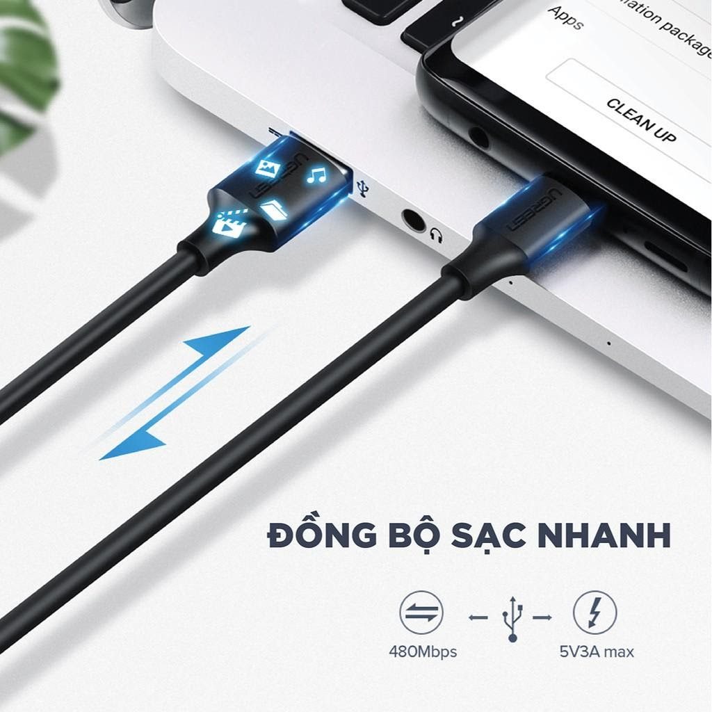 Cáp sạc nhanh UGREEN US287 USB 2.0 sang USB Type-C điện áp 3A