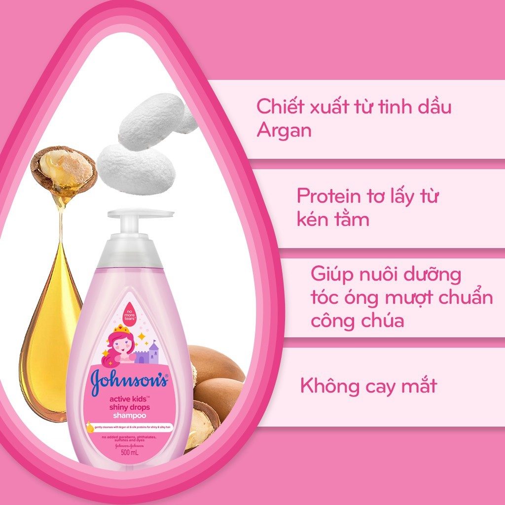 Dầu gội Johnson's óng mượt cho bé gái 500ml 