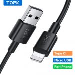 Dây cáp sạc TOPK AN02 Micro USB Type C iPhone