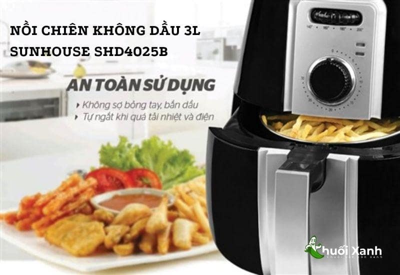 Nồi chiên không dầu 3L SUNHOUSE SHD4025B