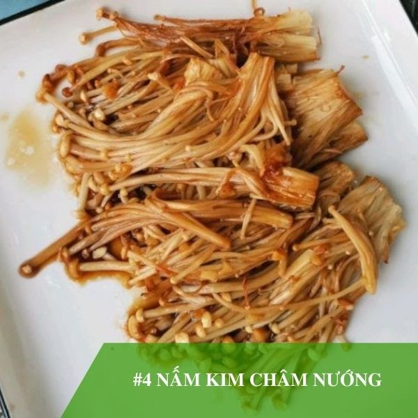 Nấm kim châm nướng bằng nồi chiên không dầu