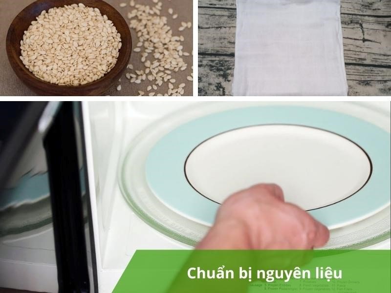 Chuẩn bị nguyên liệu rang vừng bằng lò vi sóng