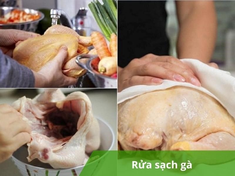 Rửa sạch gà luộc với nước sạch