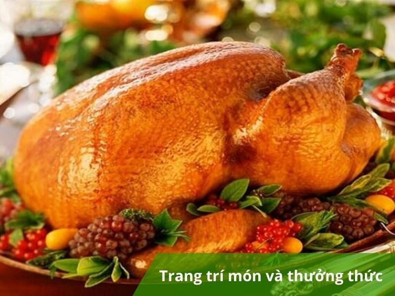 Trang trí món gà quay bằng lò vi sóng