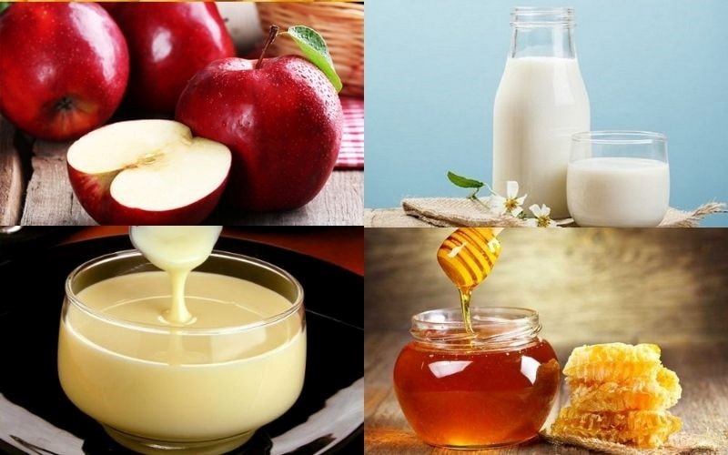 Chuẩn bị nguyên liệu làm sinh tố táo và sữa