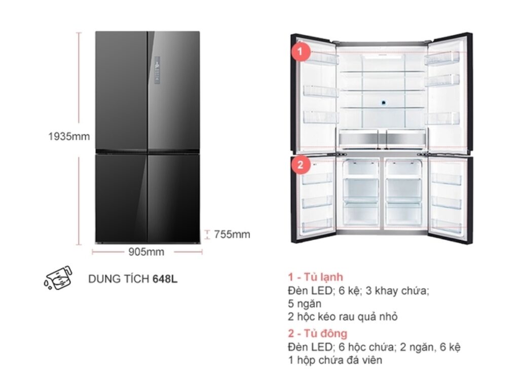 Tủ lạnh SBS Electrolux Inverter EQE6909A - BVN - 648 lít siêu lớn siêu tiện nghi