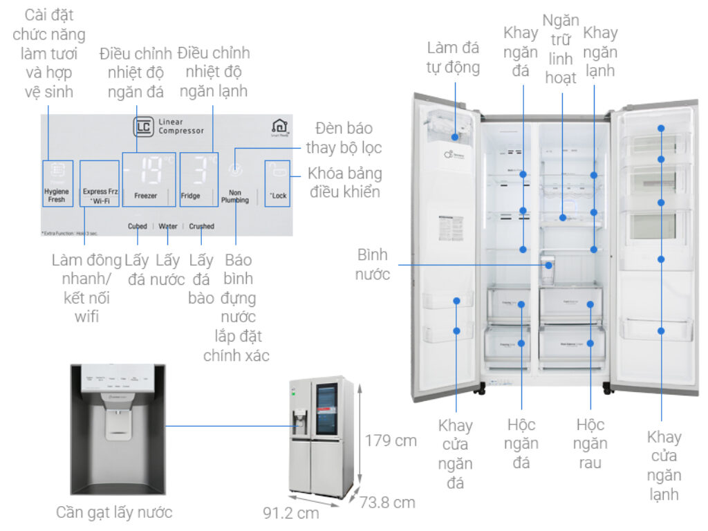 Tủ lạnh LG Inverter GR - D247JD - 601 lít kiểu dáng sang trọng 