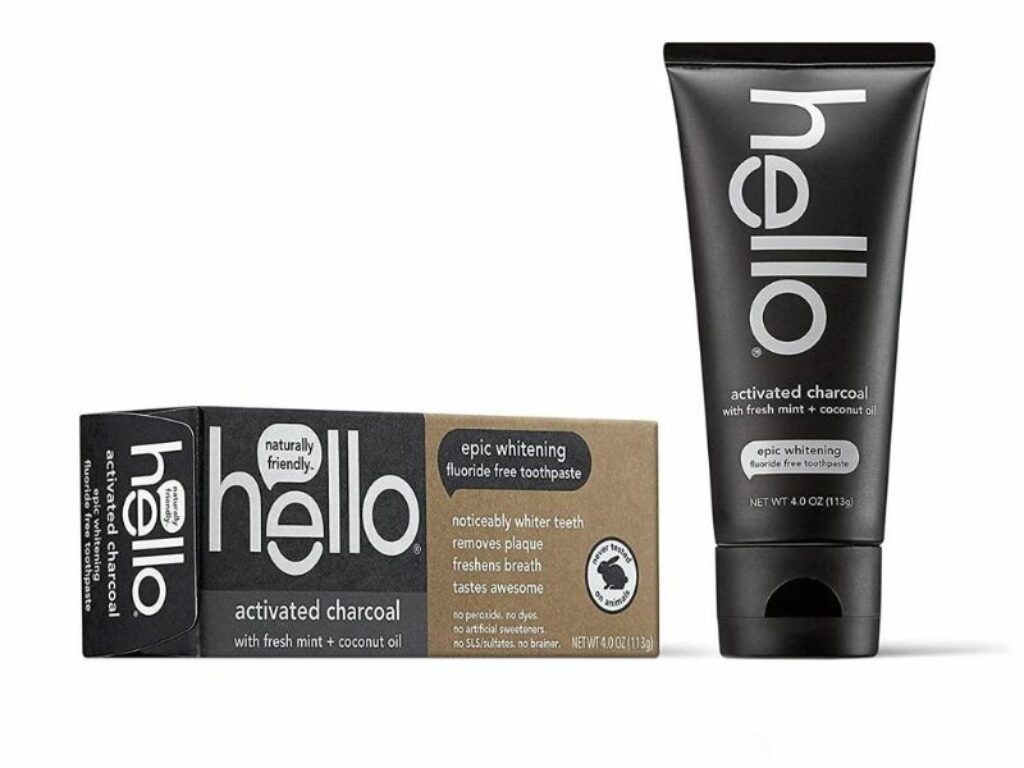 Kem đánh răng chứa than hoạt tính Hello – Activated Charcoal Fluoride Free Whitening