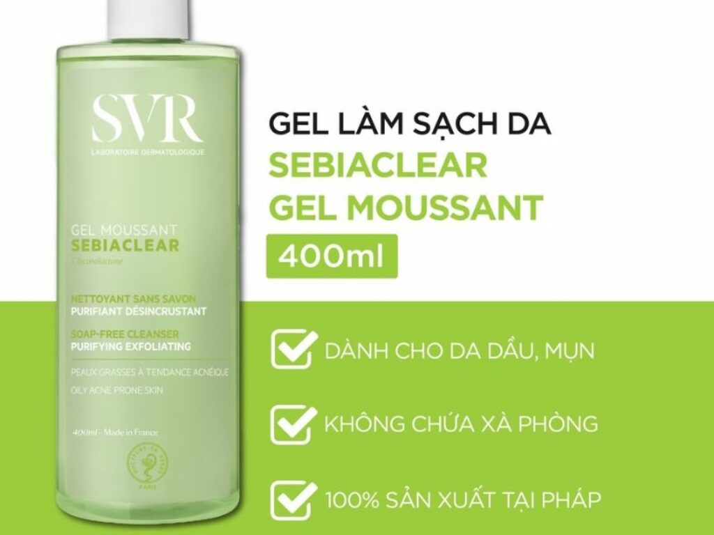 Gel rửa mặt SVR Sebiaclear Gel Moussant chứa thành phần an toàn