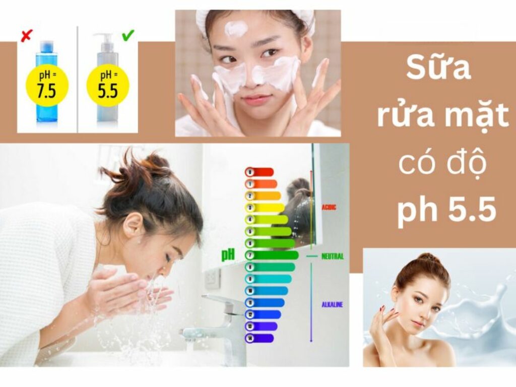 Nên lựa chọn sửa rửa mặt không xà phòng có độ pH 5.5