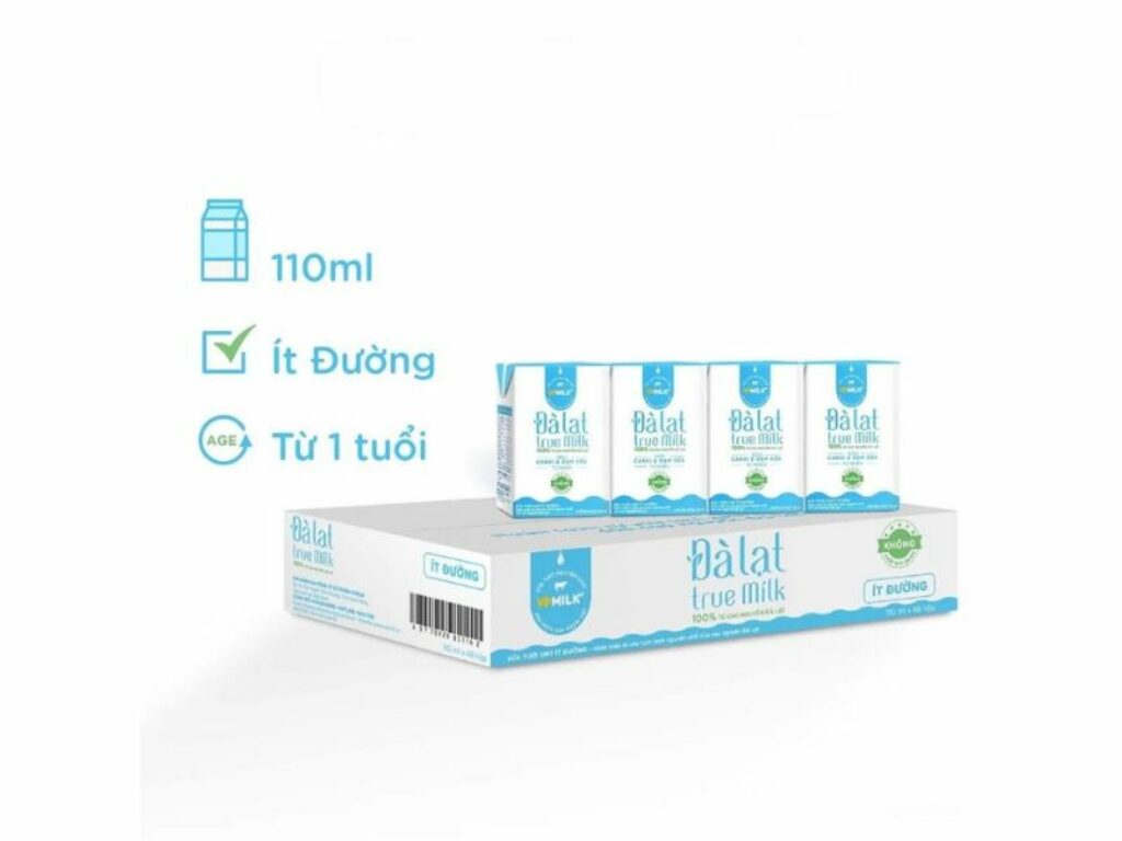 Sữa tươi không đường UHT Đà Lạt True Milk được ưa chuộng