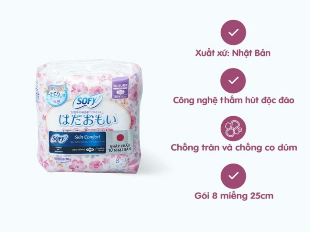 Băng vệ sinh Sofy Skin Comfor công nghệ thấm hút siêu nhanh