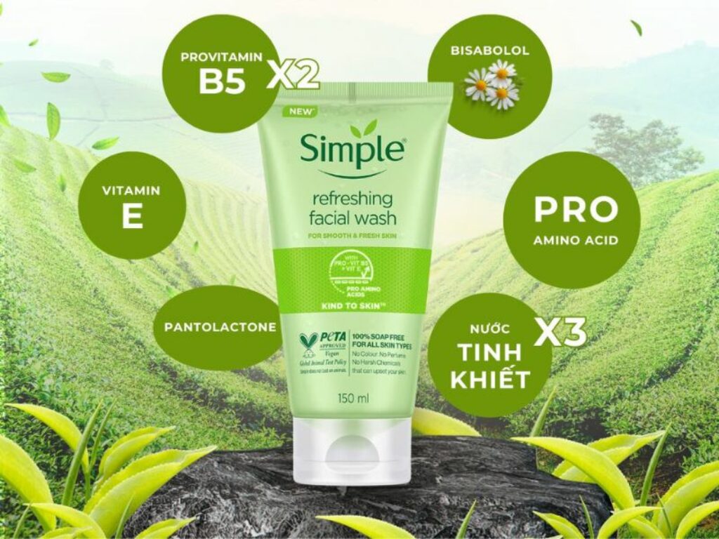 Sữa rửa mặt Simple Refreshing Facial Wash không tạo bọt