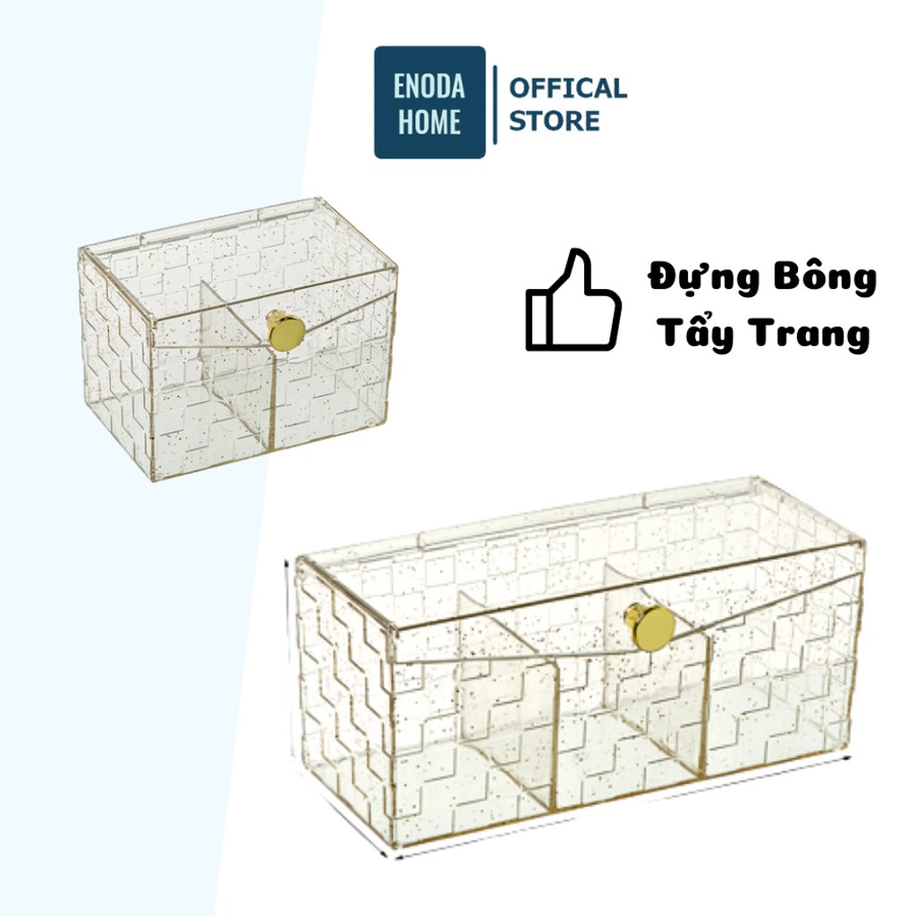 Hộp bông tẩy trang Enoda chia ngăn nắp kín