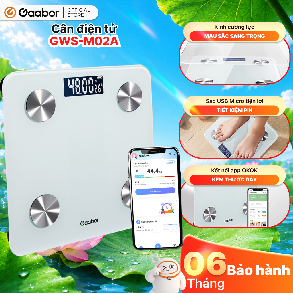 Cân điện tử thông minh Gaabor GWS-M02A kết nối app