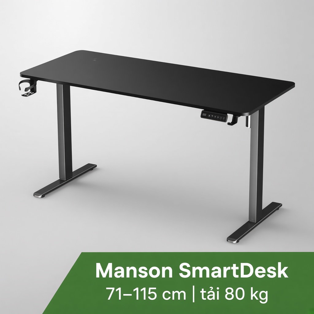 Manson SmartDesk, cao 71–115 cm, tải 80 kg