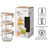 Bộ 3 hộp thủy tinh đựng thức ăn cho bé Lock&Lock có vạch chia 230ml x 3 hộp LLG508S3 – Hàng chính hãng – JoyMall