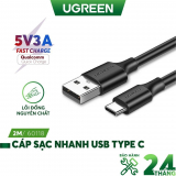 Cáp sạc nhanh UGREEN US287 USB 2.0 sang USB Type-C, điện áp 3A, độ dài từ 0.25m đến 2m